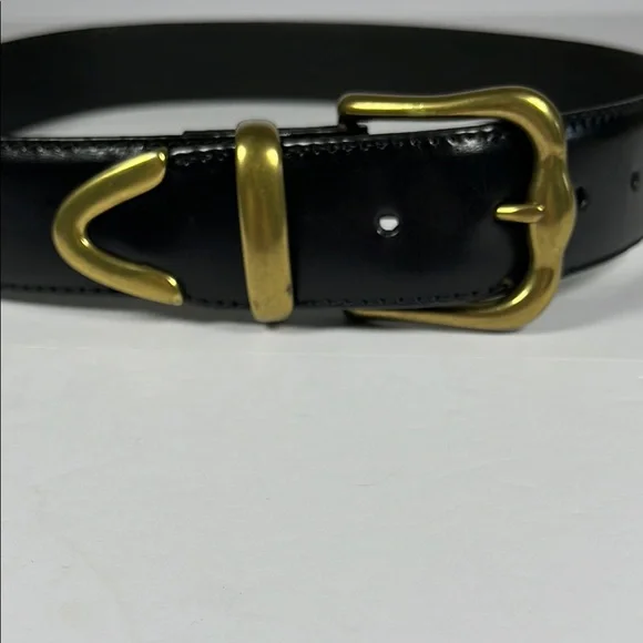 Fossil Black Leather Belt with Gold Buckle Sz L - Picture 3 of 14